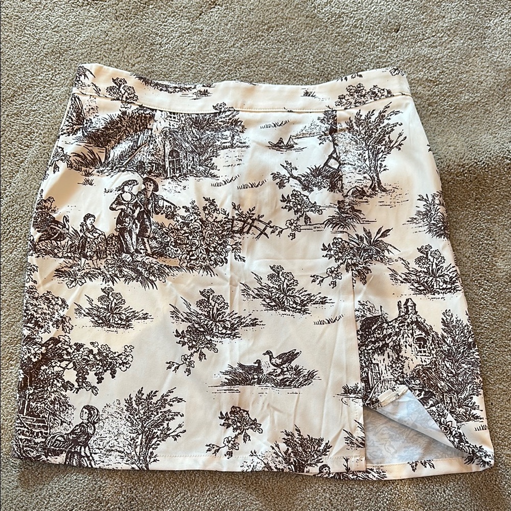 Elegant Toile Print Skirt
